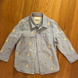 Boden Blue Kids Shirt with Bunny Print